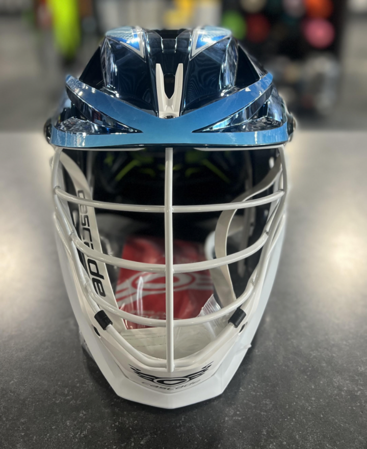 GRIT LACROSSE XRS PRO CHROME NAVY GOALIE HELMET WITH DECALS - Image 3